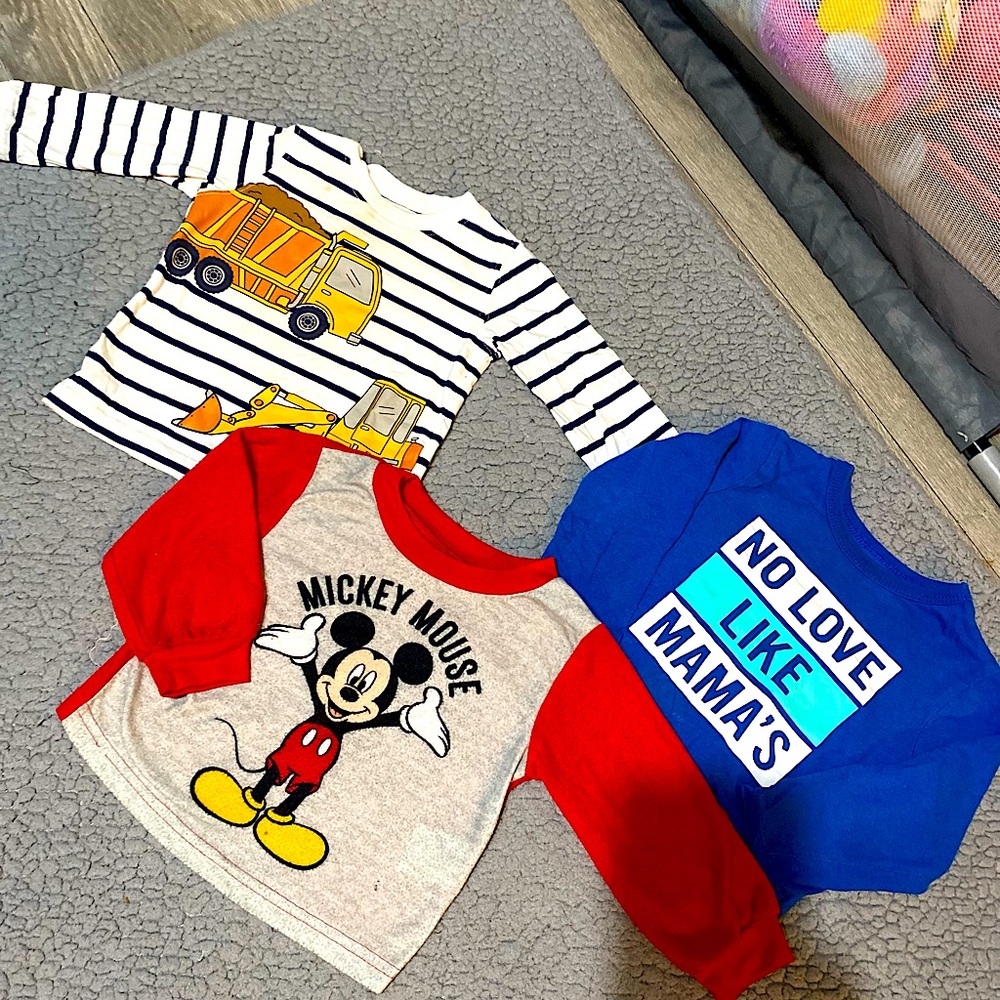 18 MONTHS BOY BUNDLE OF 3 WINTER SHIRTS LONG SLEEVE SHIRTS MICKEY MOUSE DISNEY